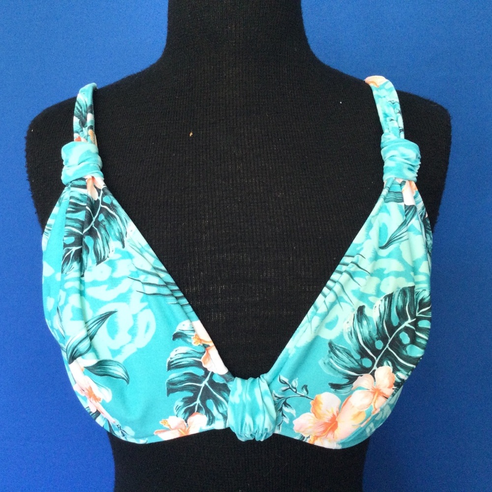 Seafolly Bikini Top US 10 Palm Fronds Orchids Tropical Underwire